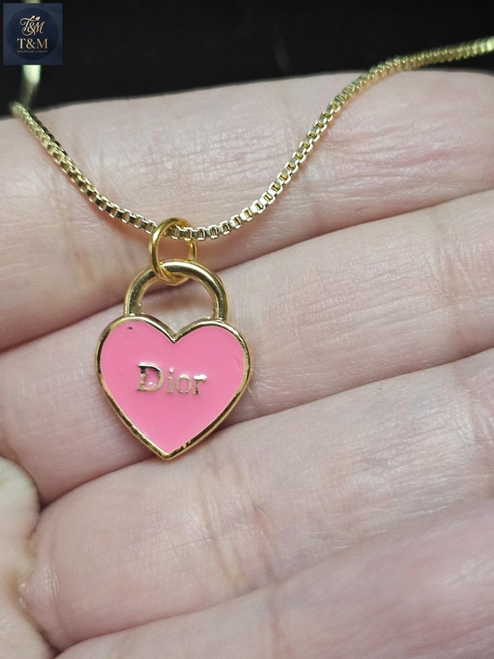Upcycled Jewelry - Upcycled Gold-Tone Necklace with Pink Heart Lock Pendant